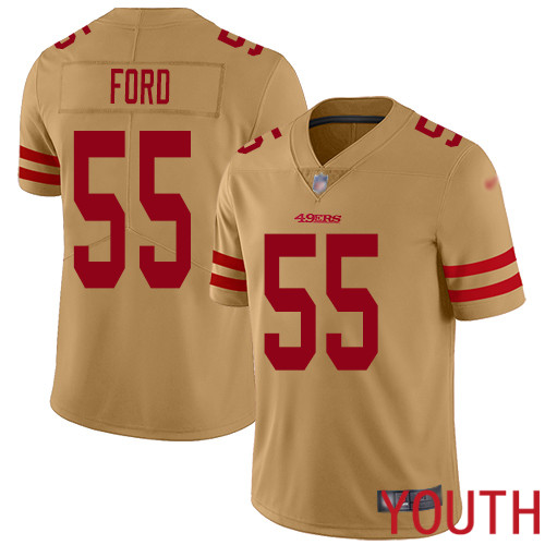 San Francisco 49ers Limited Gold Youth Dee Ford NFL Jersey #55 Inverted Legend->youth nfl jersey->Youth Jersey